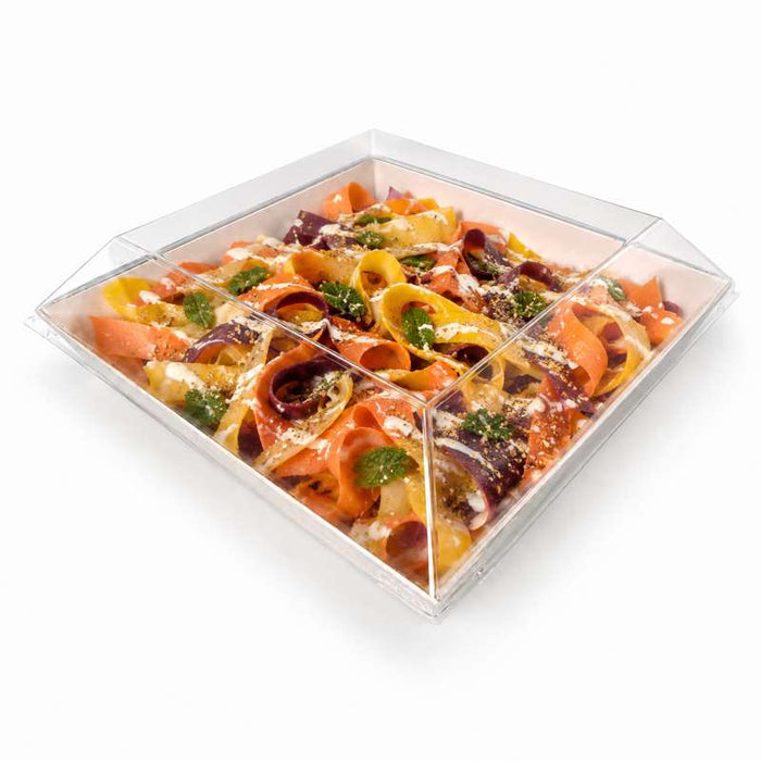 Couvercle Samourai dôme transparent en plastique PET transparent pour assiette 175x175mm H20mm-100Pcs