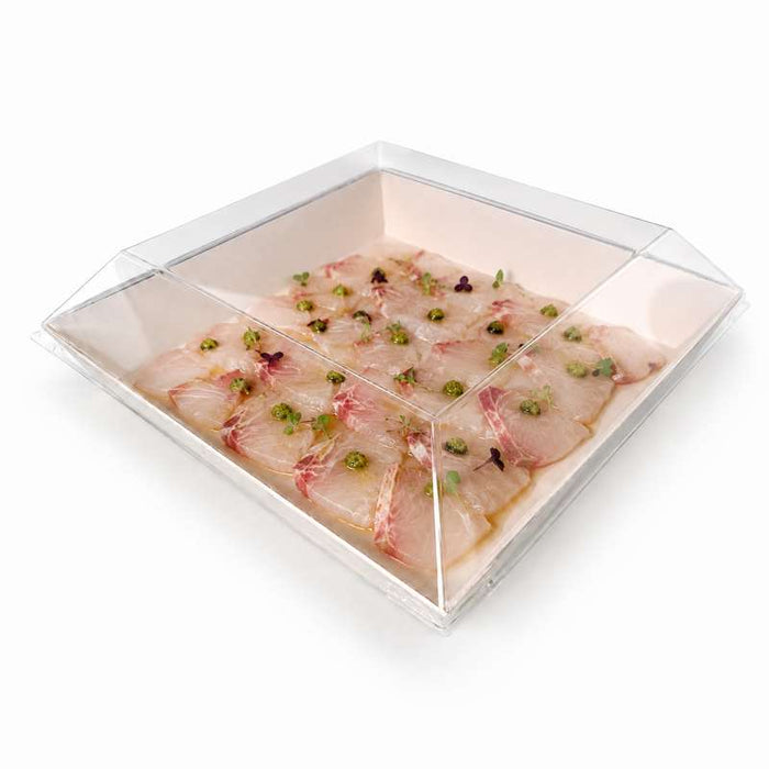 Couvercle dôme "Samouraï" transparent en PET 207x207mm H35mm - 100Pcs