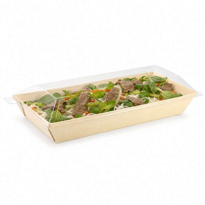 Couvercle Samourai dôme transparent en plastique PET transparent pour barquette 220x88mm H26mm-100Pcs