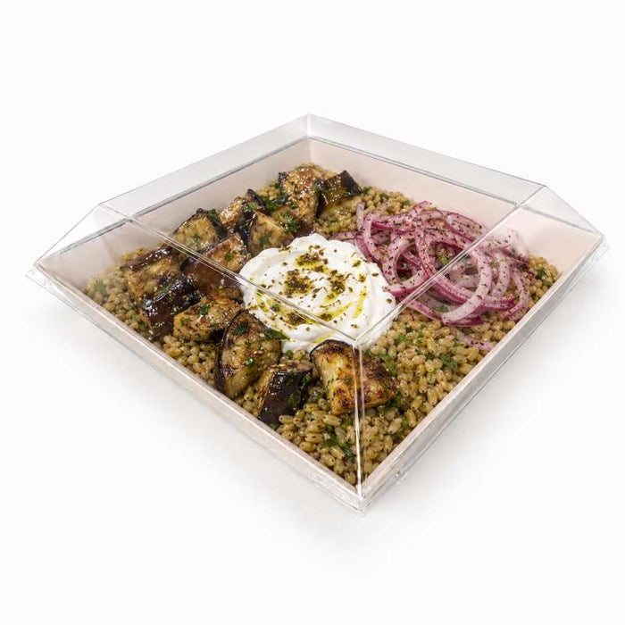 Couvercle Samourai dôme transparent en plastique PET transparent pour barquette 230x230mm H34mm-100Pcs