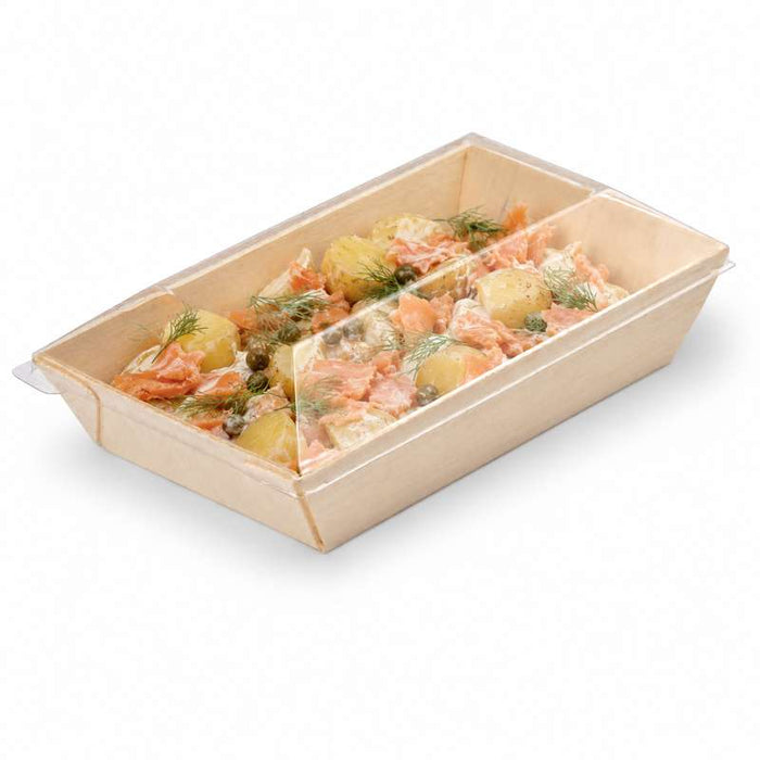 Couvercle Samourai dôme transparent en plastique PET transparent pour barquette 160x90mm H22mm-100Pcs