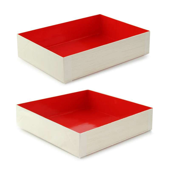 Boite bois intérieur rouge "Samouraï"  160x160mm H36mm-100Pcs