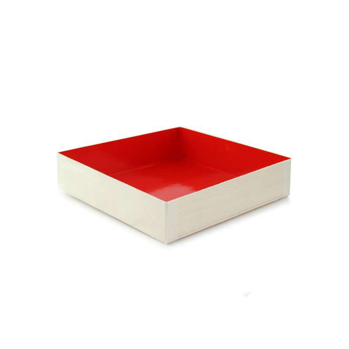 Boite bois intérieur rouge "Samouraï"  160x160mm H36mm-100Pcs
