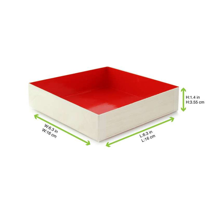 Boite bois intérieur rouge "Samouraï"  160x160mm H36mm-100Pcs