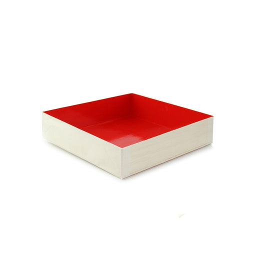 Boite bois intérieur rouge "Samouraï"  160x160mm H36mm-100Pcs