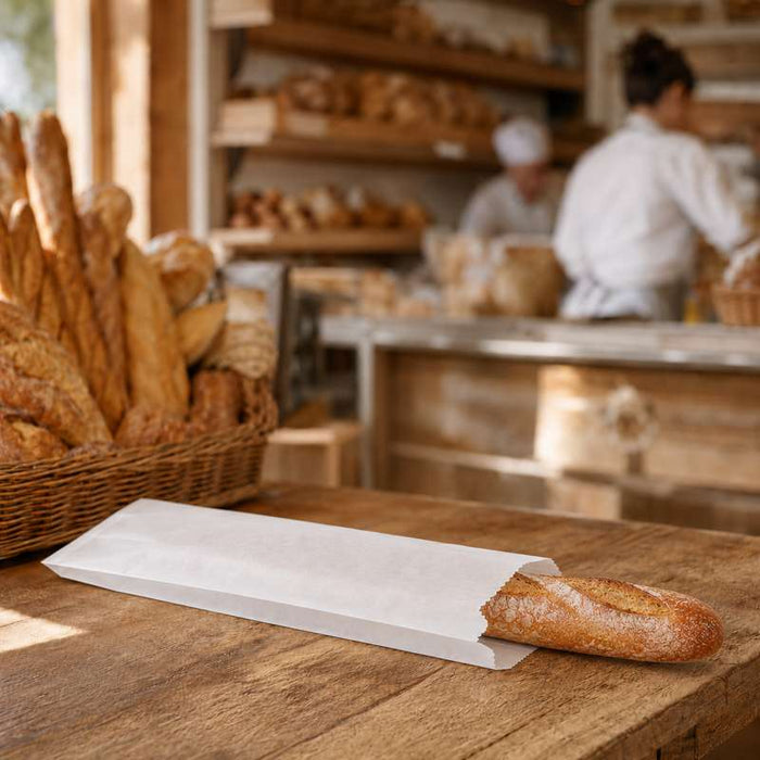 Sac à sandwich en papier ingraissable blanc 100x40mm H340mm - 1000Pcs