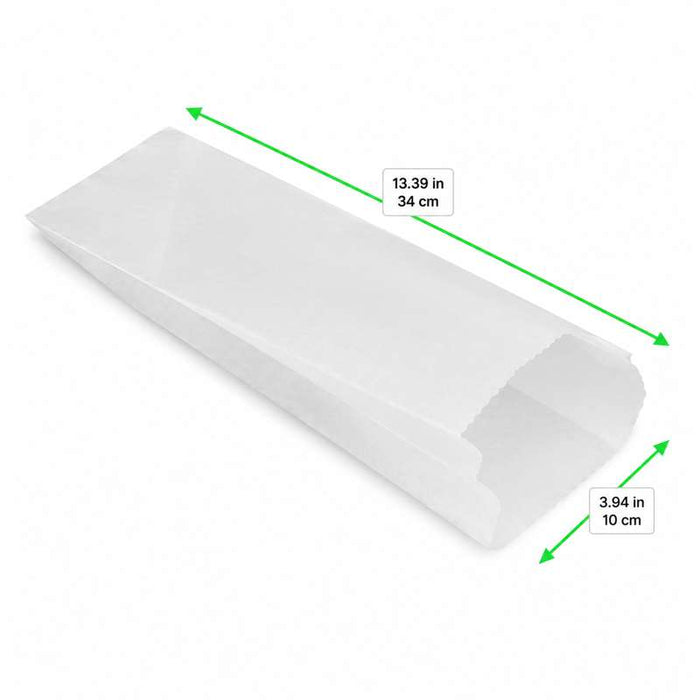 Sac à sandwich en papier ingraissable blanc 100x40mm H340mm - 1000Pcs