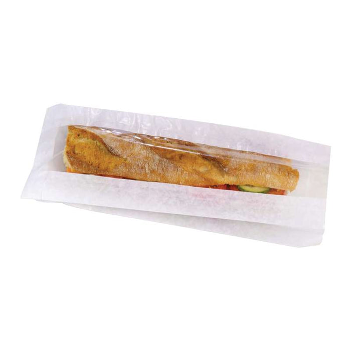 Sac sandwich papier blanc à fenêtre 120x40mm H340mm-1000Pcs