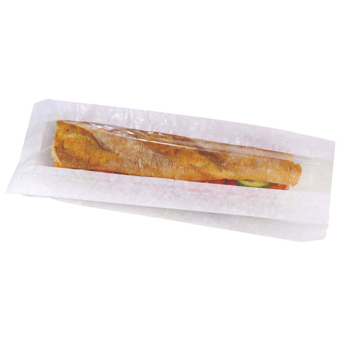 Sac sandwich papier blanc à fenêtre 120x40mm H340mm-1000Pcs