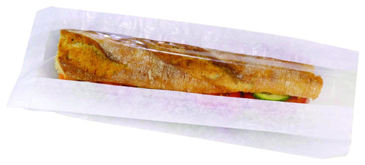 Sac sandwich papier blanc à fenêtre 120x40mm H340mm-1000Pcs