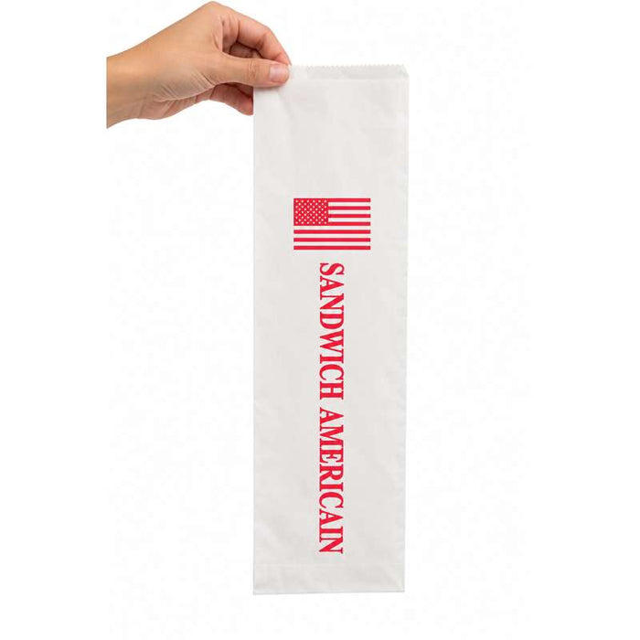 Sachet blanc pour sandwich américain ouvert 2 côtés 120x340mm - 1000Pcs