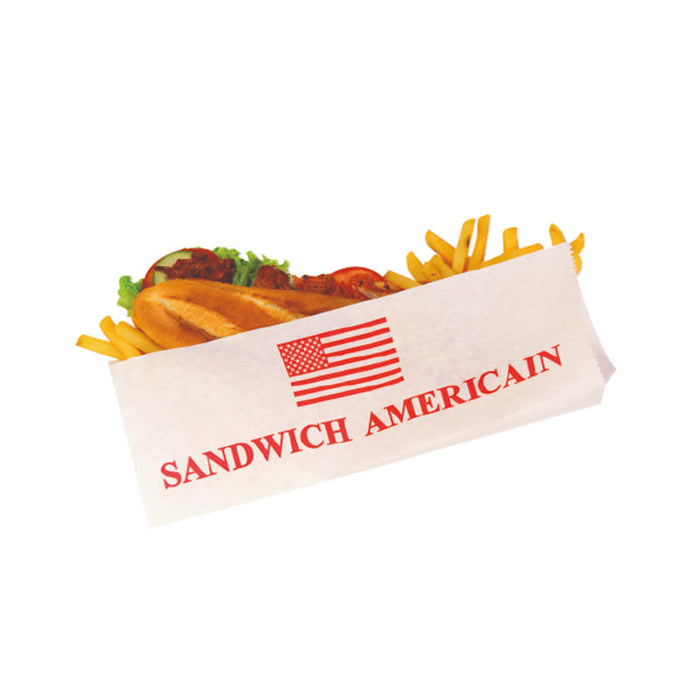 Sachet blanc pour sandwich américain ouvert 2 côtés 120x340mm - 1000Pcs