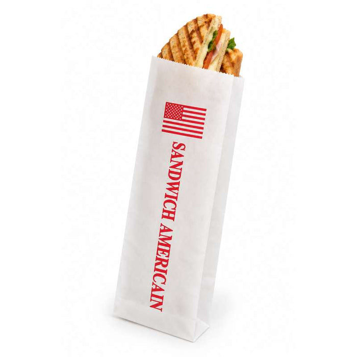 Sachet blanc pour sandwich américain ouvert 2 côtés 120x340mm - 1000Pcs