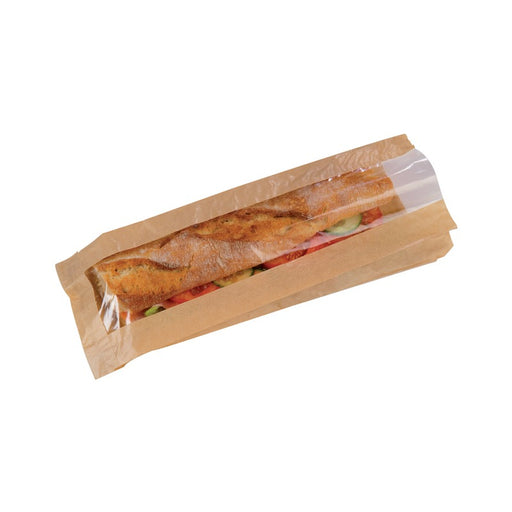 Sac sandwich papier brun à fenêtre 120x40mm H340mm-1000Pcs