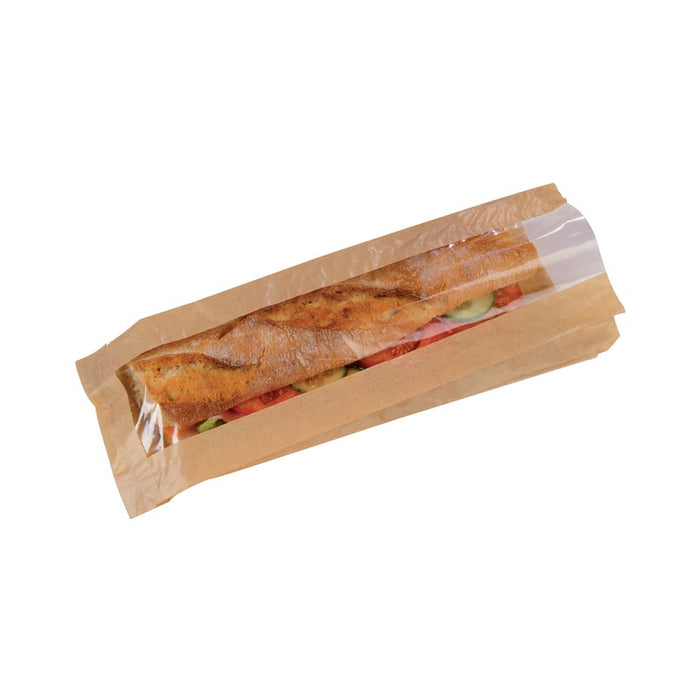Sac sandwich papier brun à fenêtre 120x40mm H340mm-1000Pcs