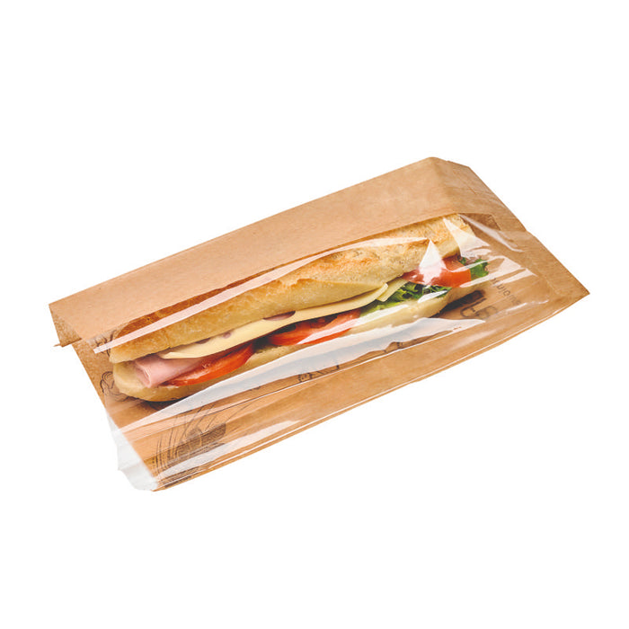 Sac kraft avec fenêtre sur côté et soufflet 120x40mm H340mm-1000Pcs