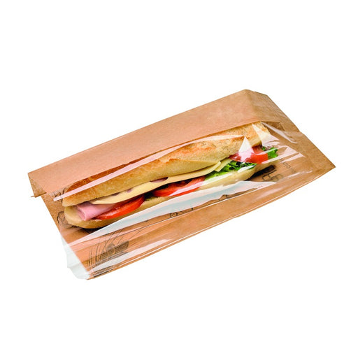 Sac kraft avec fenêtre sur côté et soufflet 120x40mm H340mm-1000Pcs