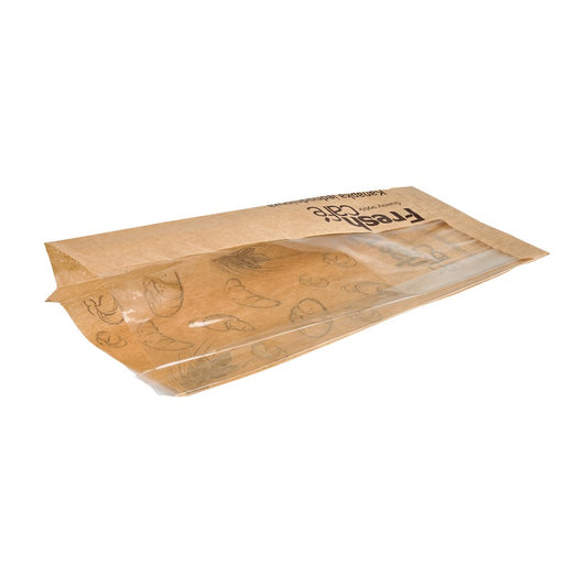 Sac kraft avec fenêtre sur côté et soufflet 120x40mm H340mm-1000Pcs