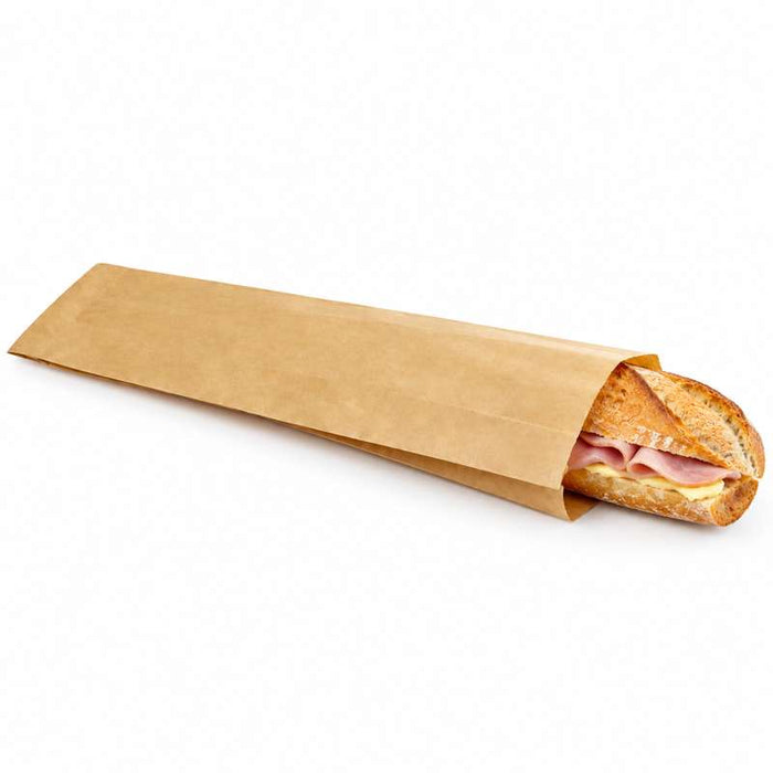 Sac sandwich papier kraft brun ingraissable  100x40mm H340mm-1000Pcs