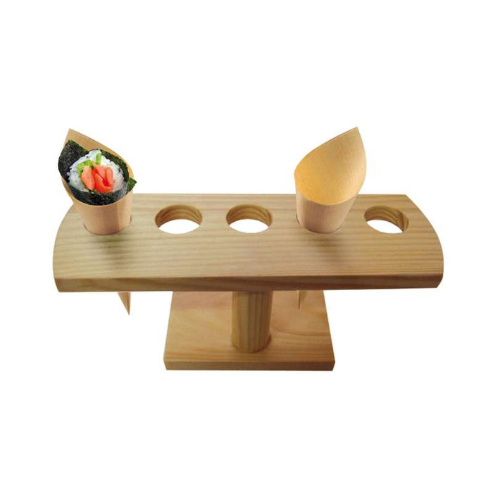 Présentoir en bambou 5 trous pour mini cônes 235x80mm H95mm - 10Pcs