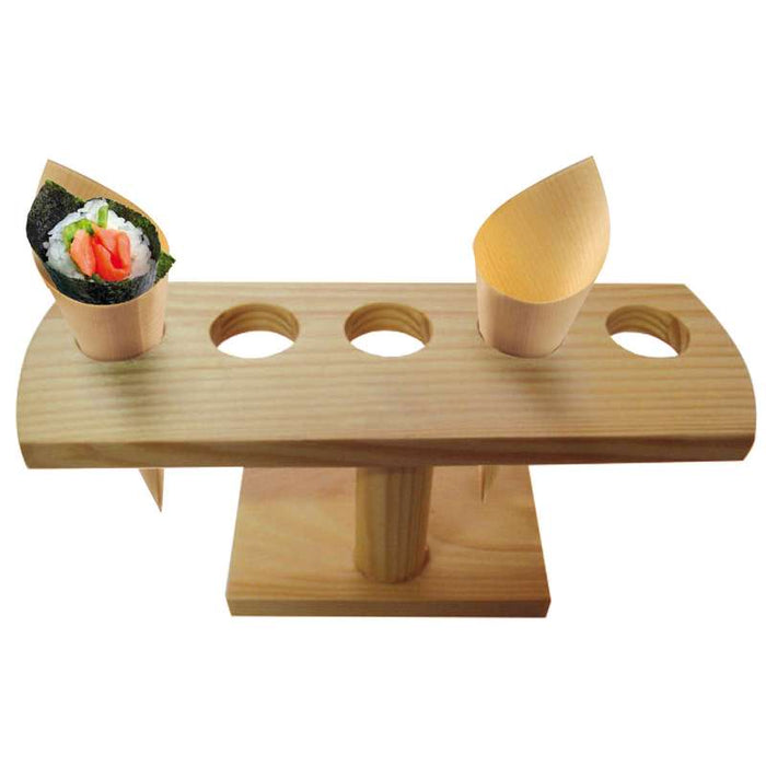 Présentoir en bambou 5 trous pour mini cônes 235x80mm H95mm - 10Pcs