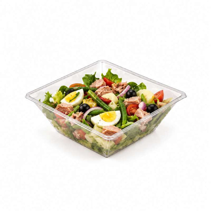 Saladier PET carré transparent  195x195mm H70mm 1000ml-300Pcs
