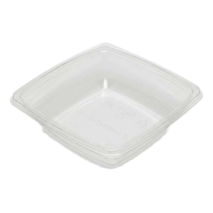 Saladier carré plat en PET transparent, sans couvercle 195x195mm H46mm 750ml - 300Pcs