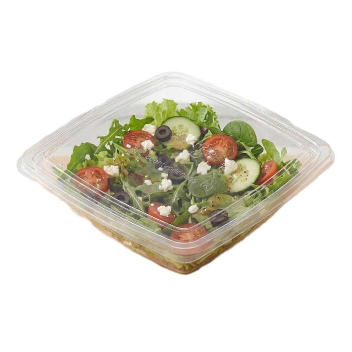 Saladier carré plat en PET transparent, sans couvercle 195x195mm H46mm 750ml - 300Pcs