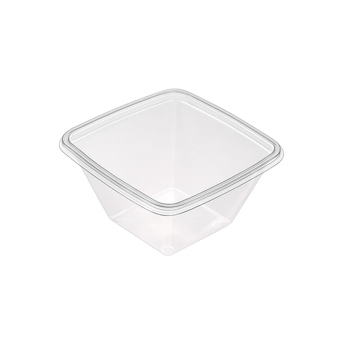 Saladier PET carré transparent vrillé  200x200mm H80mm 1000ml-400Pcs