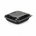 Saladier PET carré noir avec couvercle  190x190mm H65mm 750ml-200Pcs