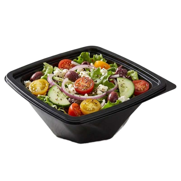 Saladier plastique PET carré noir vrillé 200x200mm H80mm 1000ml-400Pcs