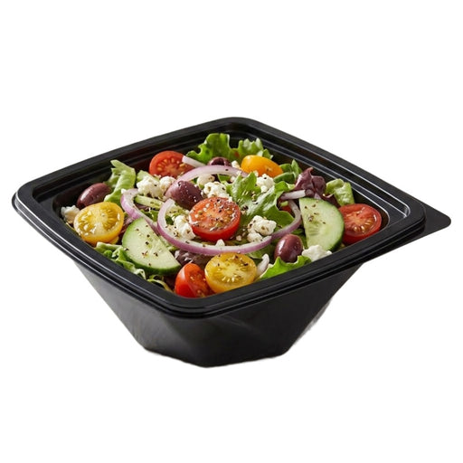 Saladier plastique PET carré noir vrillé 200x200mm H80mm 1000ml-400Pcs