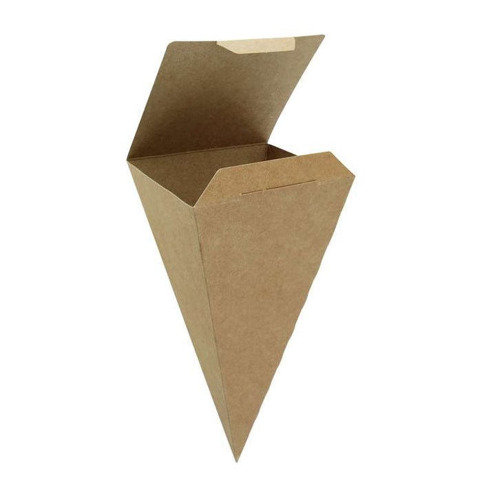 Cône snack refermable carton brun  90x90mm H190mm - 400Pcs