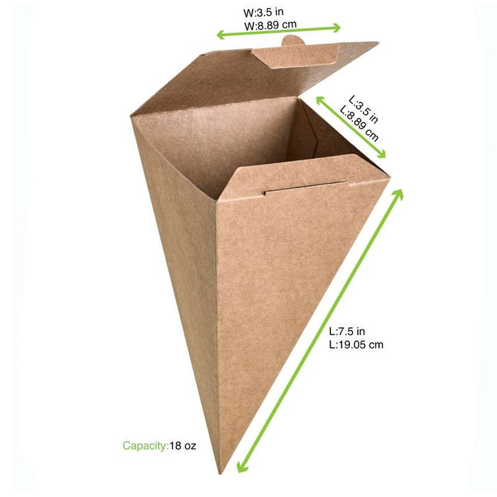 Cône snack refermable carton brun  90x90mm H190mm - 400Pcs