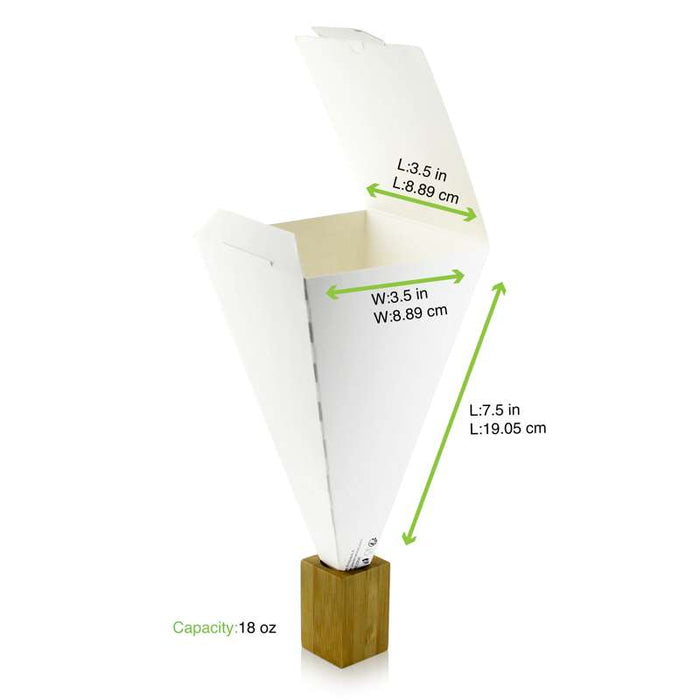 Cône snack refermable carton blanc  90x90mm H190mm - 400Pcs