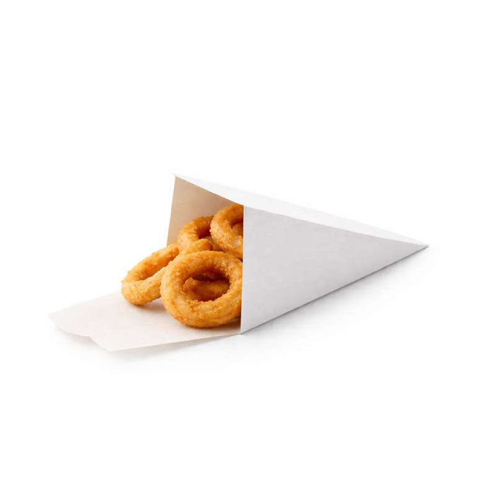 Cône snack refermable carton blanc  90x90mm H190mm - 400Pcs