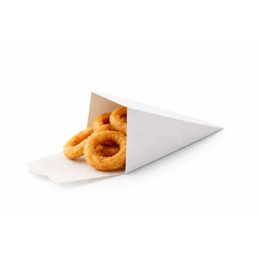 Cône snack refermable carton blanc  90x90mm H190mm - 400Pcs