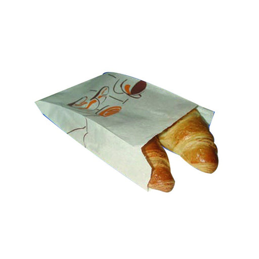 Sac papier tout usage blanc décor croissant  120x50mm H160mm-1000Pcs