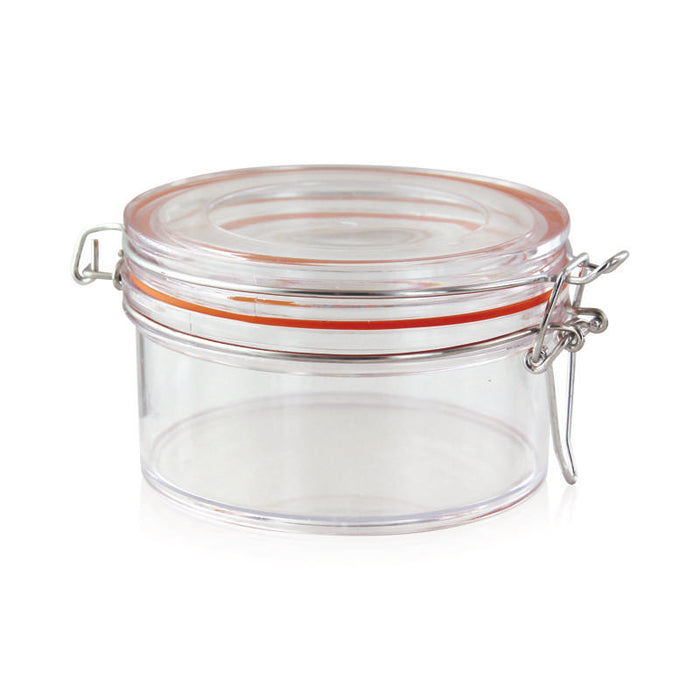 Bocal plastique PS transparent rond   H64mm 300ml - 30Pcs