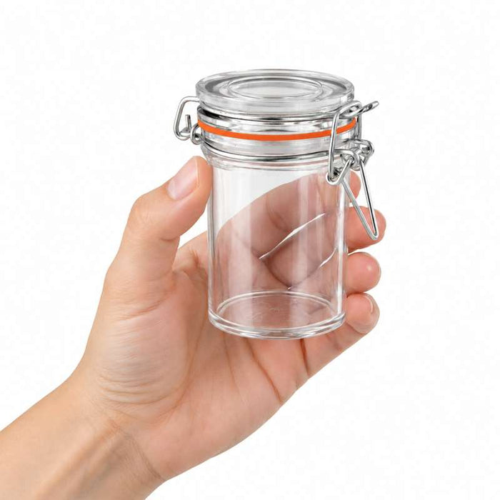 Bocal plastique PS transparent rond   H76mm 80ml - 60Pcs