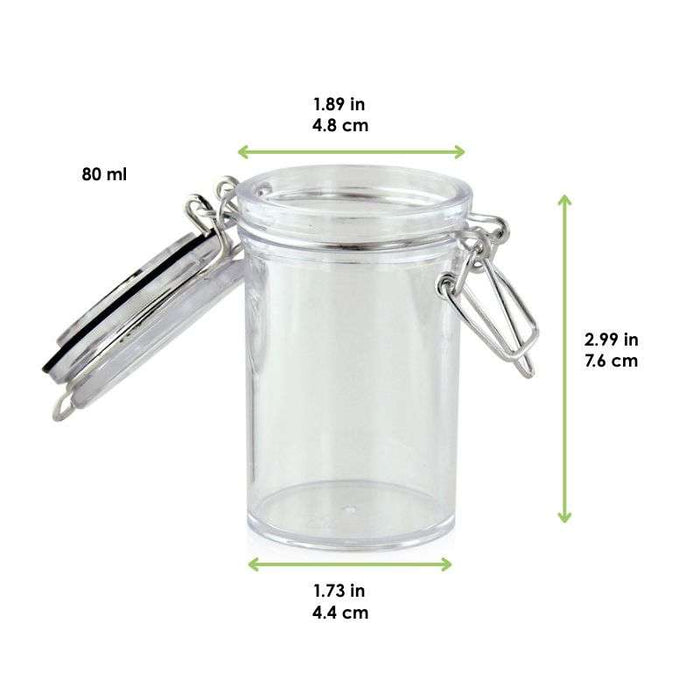 Bocal plastique PS transparent rond   H76mm 80ml - 60Pcs
