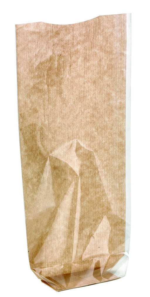Sac transparent fond cartonné kraft  120 H260mm-100Pcs