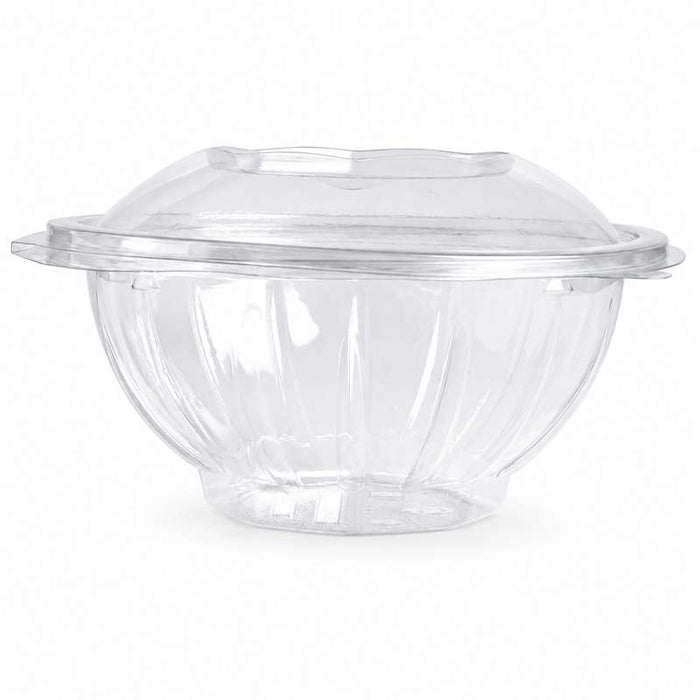 Saladier rond transparent PET avec couvercle attaché   H60mm 750ml-200Pcs