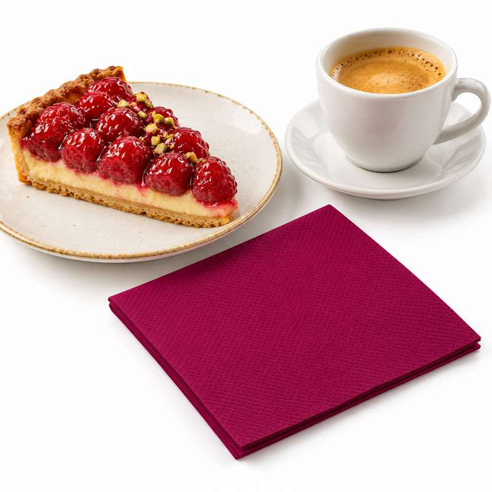 Serviette bordeaux micro-point 2 plis 380x380mm - 1440Pcs