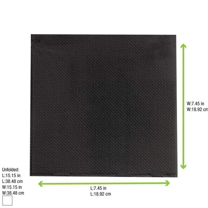 Serviette micropoint noire 2 plis   380x380mm-1440Pcs