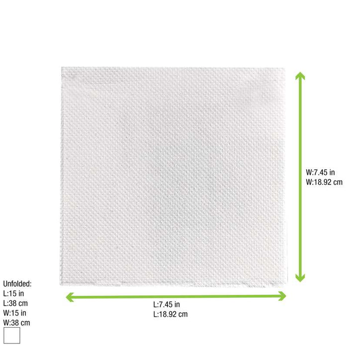 Serviette blanche micro-point 2 plis 380x380mm - 1200Pcs
