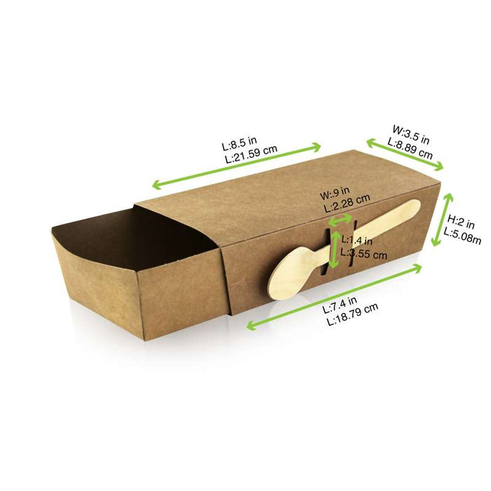 Couvercle étui coulissant en carton brun pour boite snack 215x90mm H53mm-500Pcs