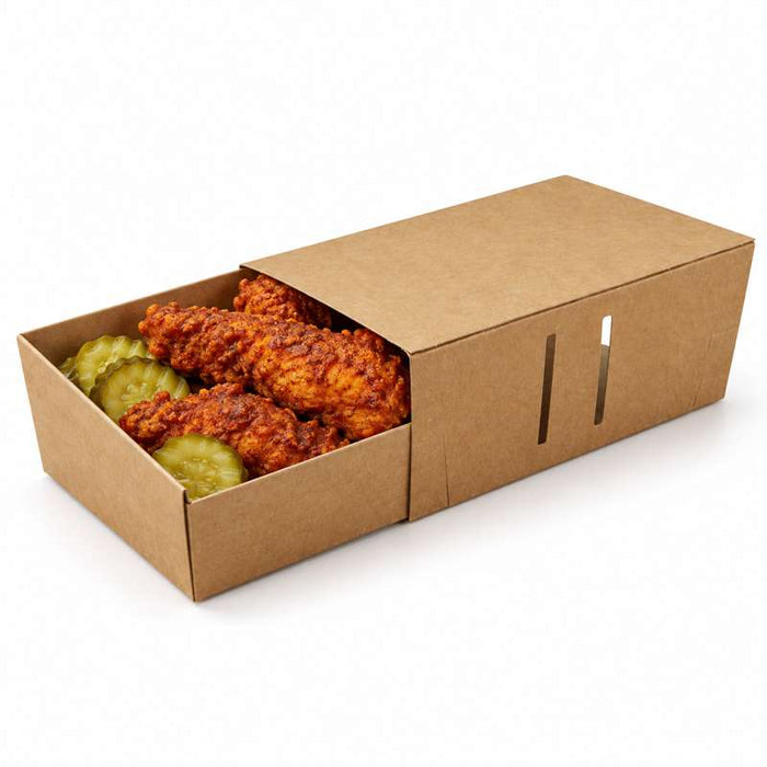Couvercle étui coulissant en carton brun pour boite snack 215x90mm H53mm-500Pcs