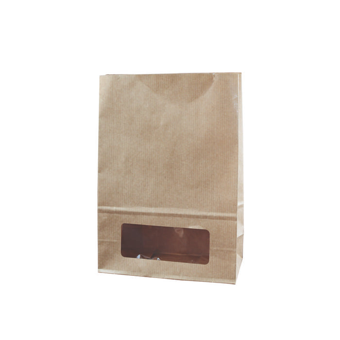 Sac à pain bloomer en papier kraft vergé à fenêtre 157x85mm H220mm - 500Pcs