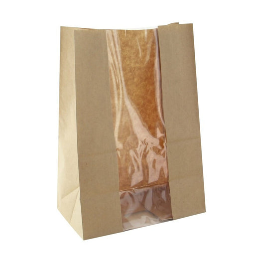 Sac SOS papier kraft brun avec fenêtre  180x110mm H265mm-500Pcs